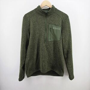 KUIU Base Camp High Loft Sweater Fleece Men Medium Green 1/4 Zip Pullover Jacket